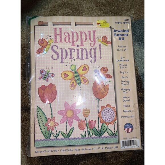 Happy Spring Banner Kit Floral Butterflies Wall Decoration‎ Craft embroidery - Picture 1 of 2